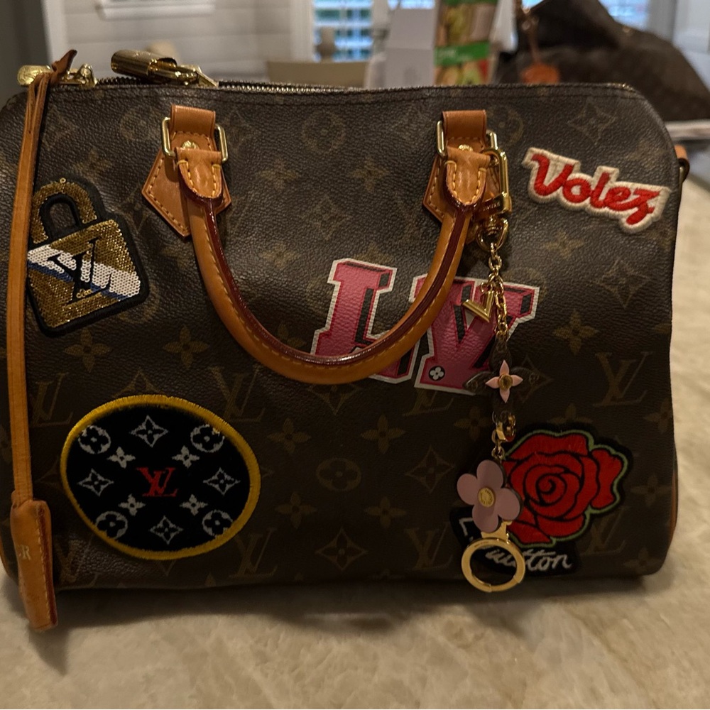 Louis Vuitton Brown Satchel with Colorful Patches - Picture 2 of 3